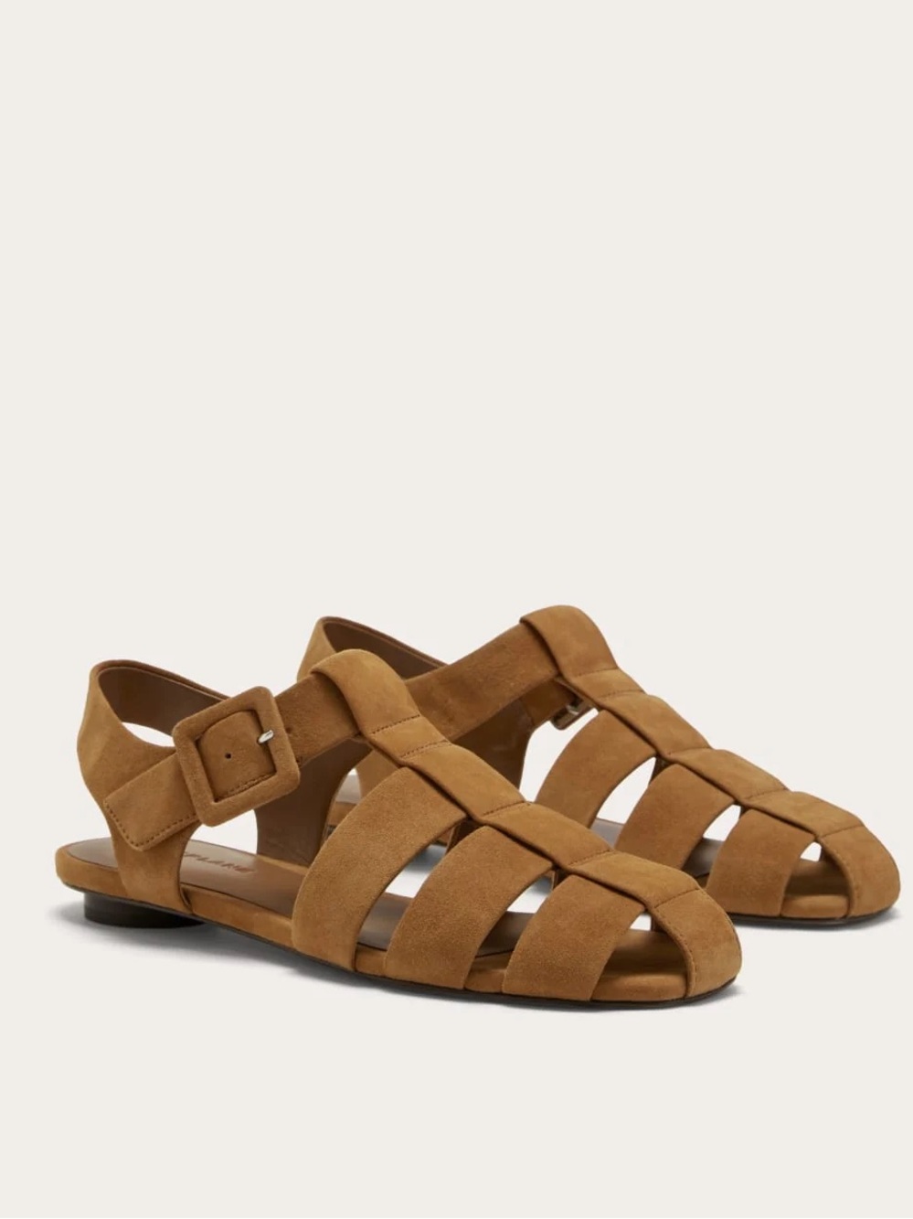 The Day Fisherman Sandal in Saddle Brown Suede from Everlane.